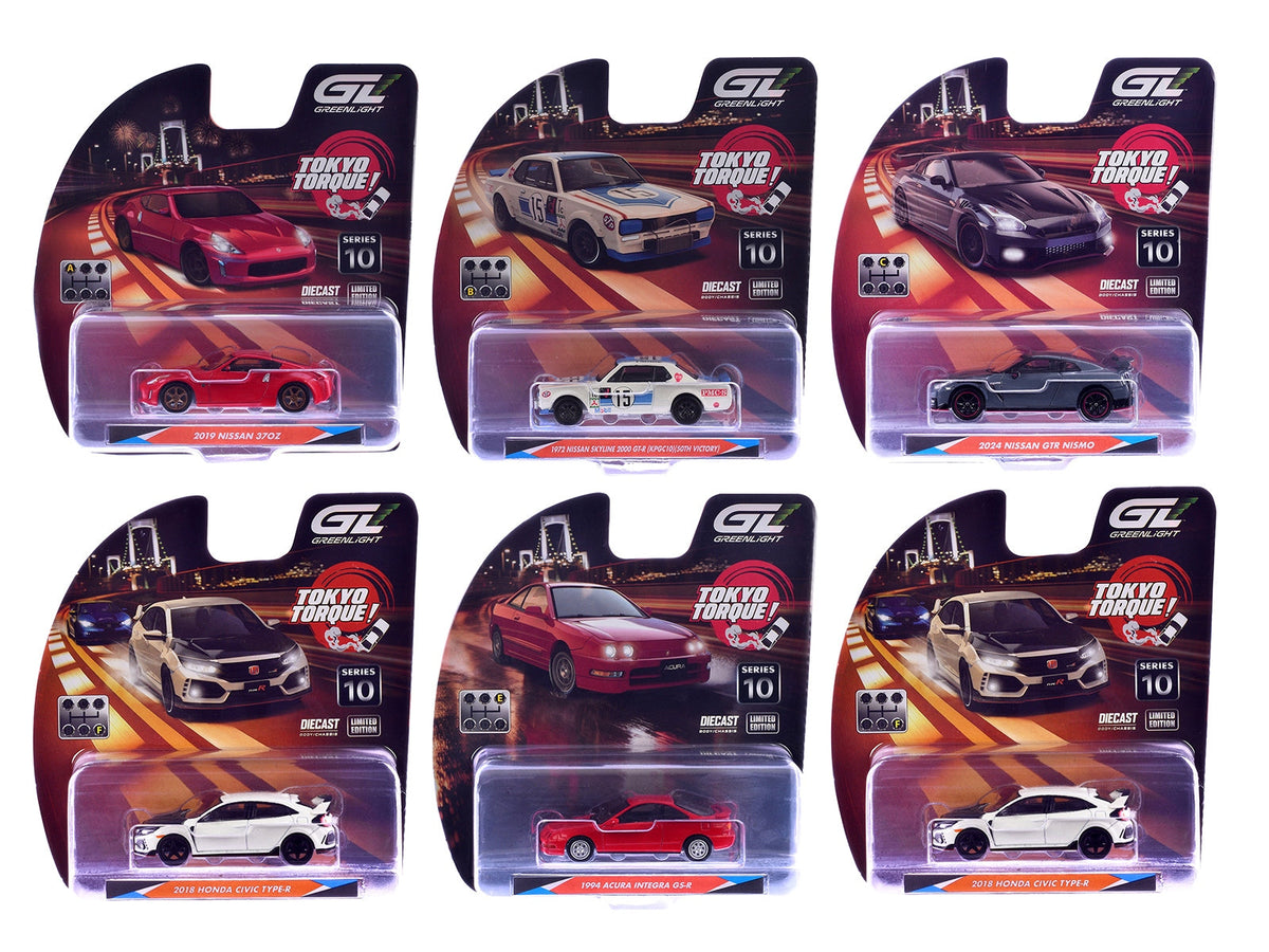 GreenLight Tokyo Torque Series 10 six-car assortment, item 235110SET