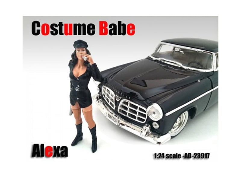 American Diorama Costume Babe Alexa in black police costume, hand-painted 1:24 resin figure, item 23917