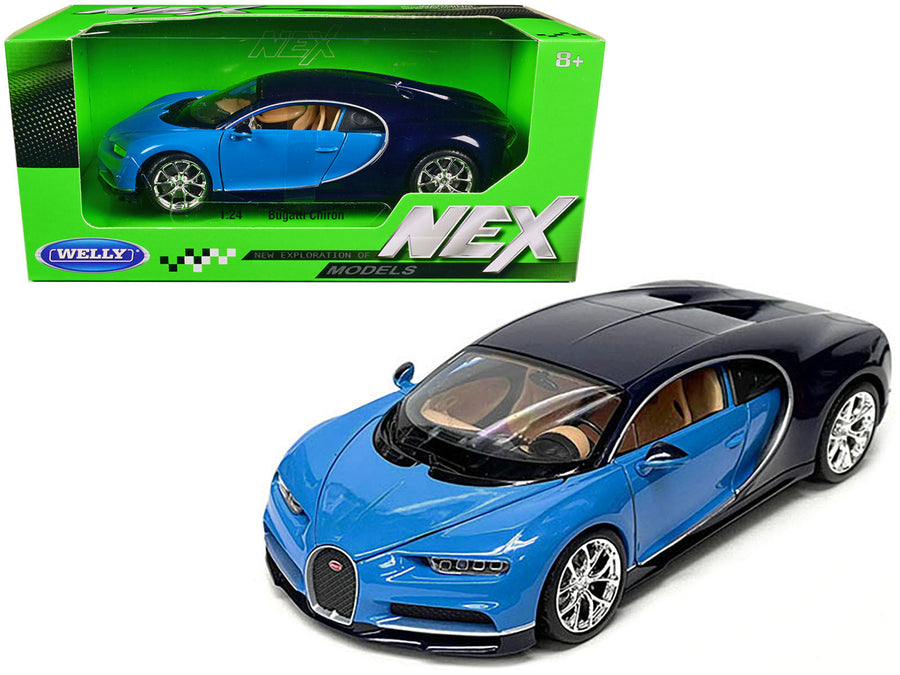 Blue and Dark Blue two-tone Bugatti Chiron Welly NEX model