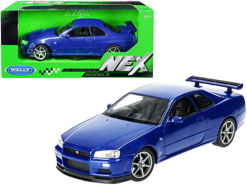 Blue Metallic Nissan Skyline GT-R R34 Welly NEX model