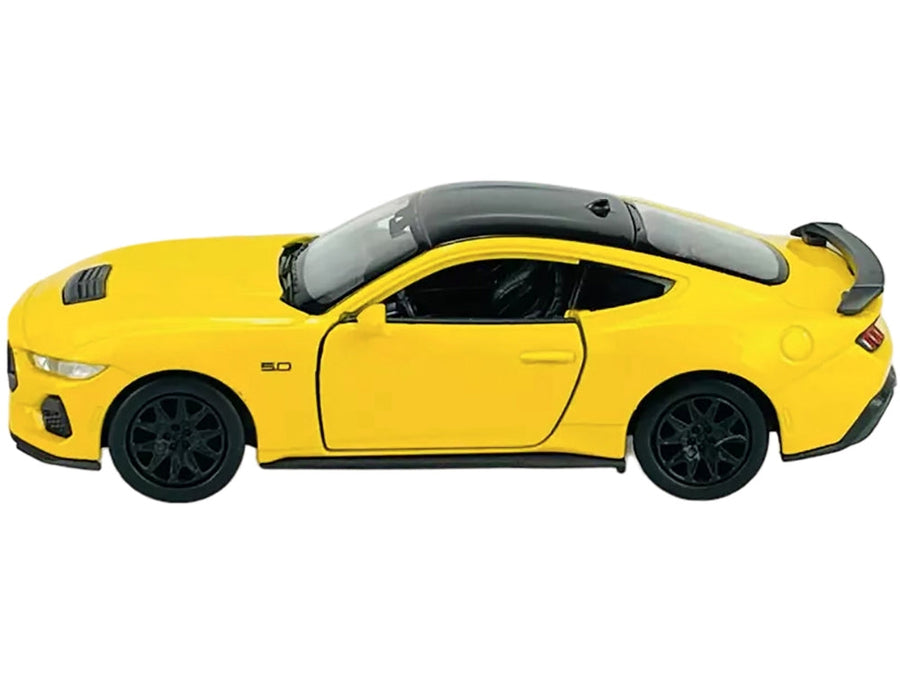 Yellow 2024 Ford Mustang GT 5.0 with black top, Welly NEX model