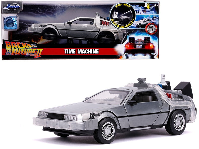 Jada 31468 Back to the Future Part II DeLorean Time Machine, 1:24 light-up folding-wheel version