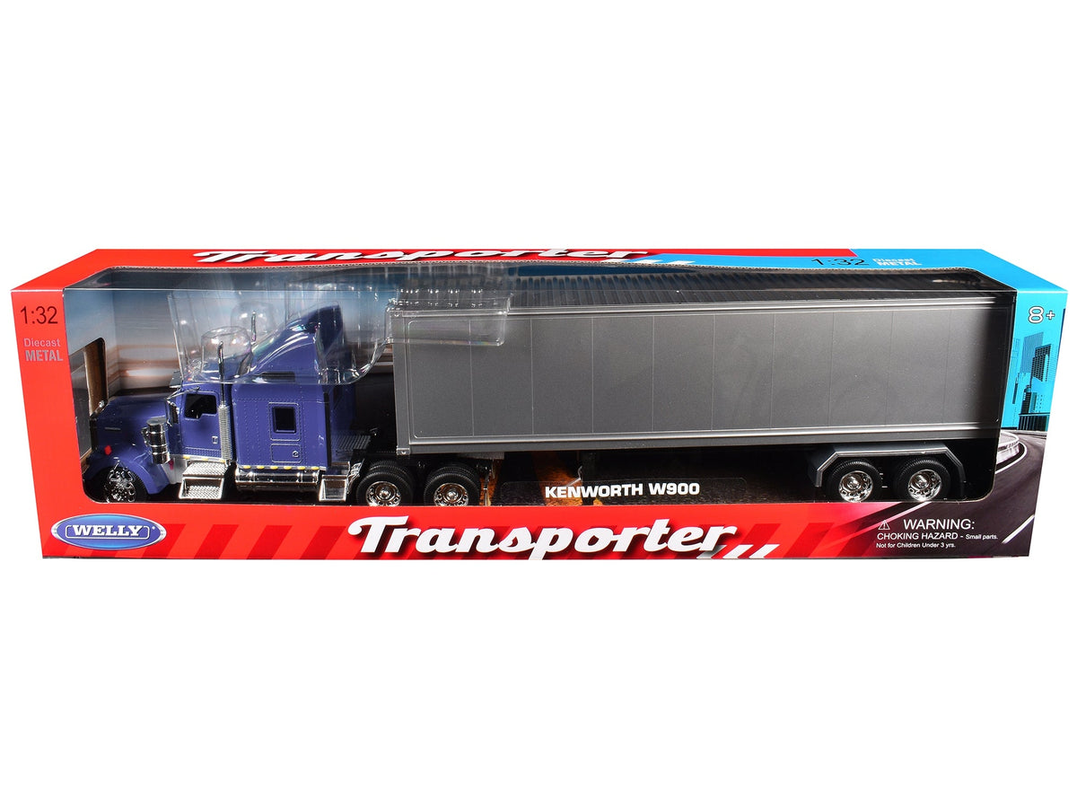 Blue Kenworth W900 with gray container trailer, Welly 1:32 model