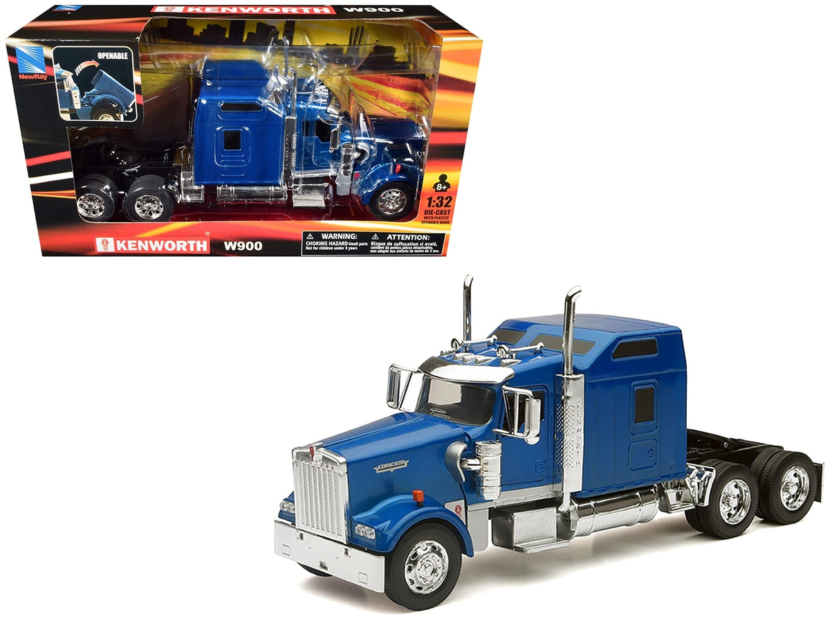 Kenworth W900 Truck Tractor Blue Metallic 1/32 Diecast Model by New Ray