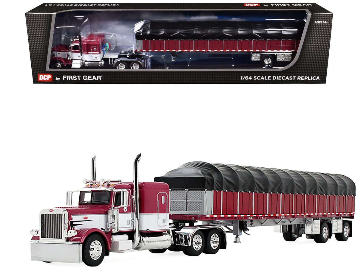 First Gear Peterbilt 389 maroon Wilson Roadbrute covered wagon flatbed set 1:64 60-2058, product image 1