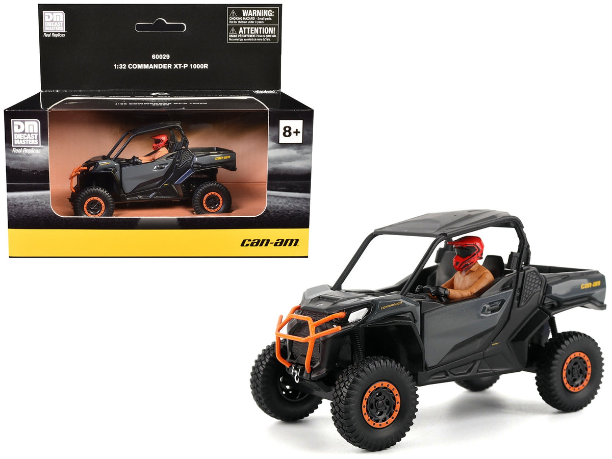 Gray and orange BRP Models Can-Am Commander XT-P 1000R with dark roof panel and driver