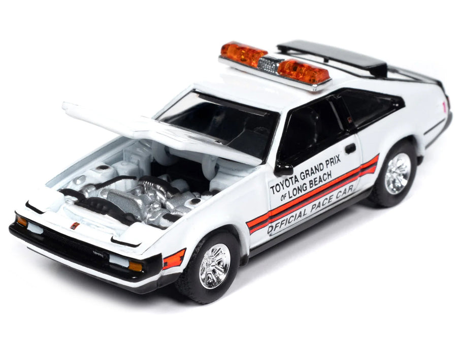 Auto World white 1983 Toyota Celica Supra Long Beach pace-car model in 1:64 scale