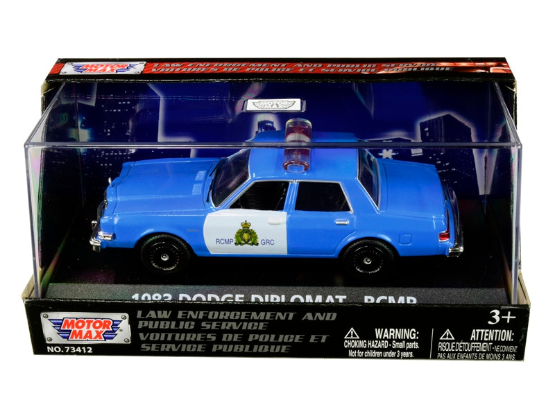 Motormax 1983 Dodge Diplomat RCMP light blue white police 1:43 73412-79472, product image 1