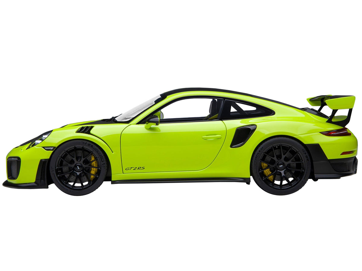 AUTOart 78187 Porsche 911 991.2 GT2 RS Weissach Package in Acid Green with carbon stripes, 1:18