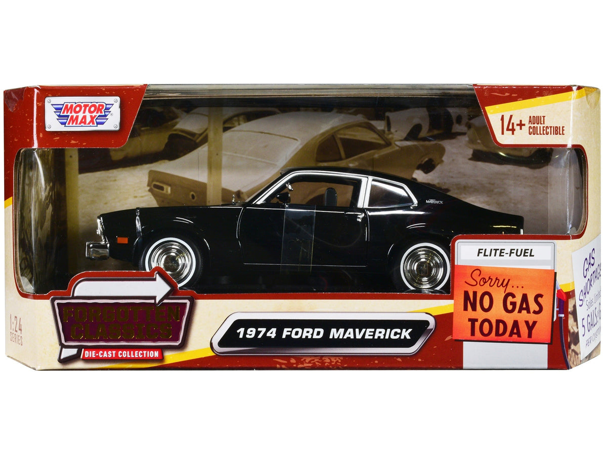 Black Motormax 1:24 1974 Ford Maverick Forgotten Classics model, 79042BK