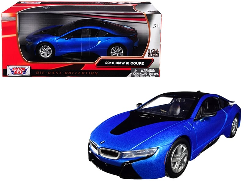 Motormax 2018 BMW i8 Coupe metallic blue black top 1:24 79359BL, product image 1