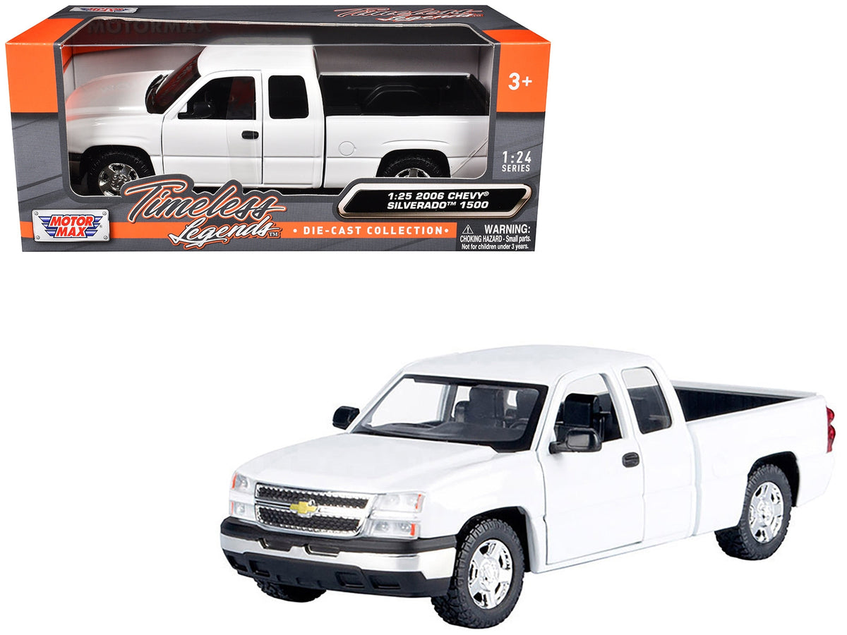 2006 Chevrolet Silverado 1500 Pickup Truck White "Timeless Legends" Series 1/25 Diecast Model Car by Motormax