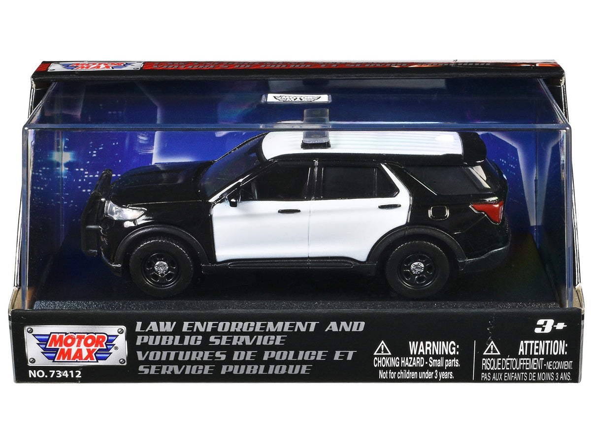 Motormax 1:43 2022 Ford Police Interceptor Utility in unmarked black and white, 79496BW