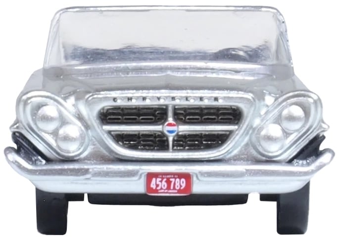 1961 Chrysler 300G Convertible Sheffield Silver Metallic 1/87 (HO) Scale Diecast Model Car by Oxford Diecast