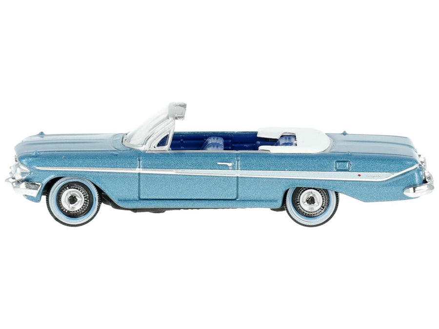 Oxford 1961 Chevrolet Impala convertible in Jewel Blue Metallic and white with blue interior