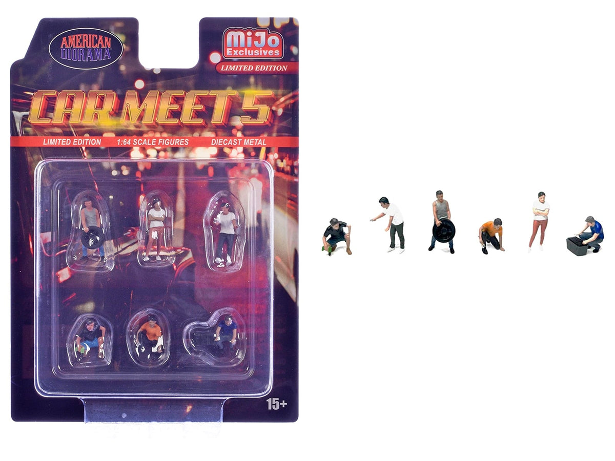 American Diorama Car Meet 5 AD-2432MJ six-figure set in 1:64 scale; cars sold separately