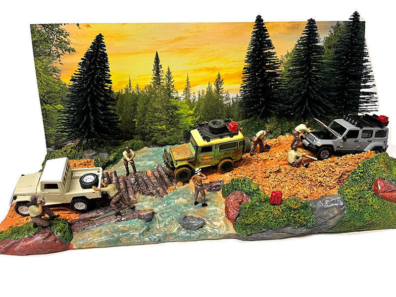 American Diorama Overland Off-Road AD76534 forest display for 1:64 vehicles; cars not included