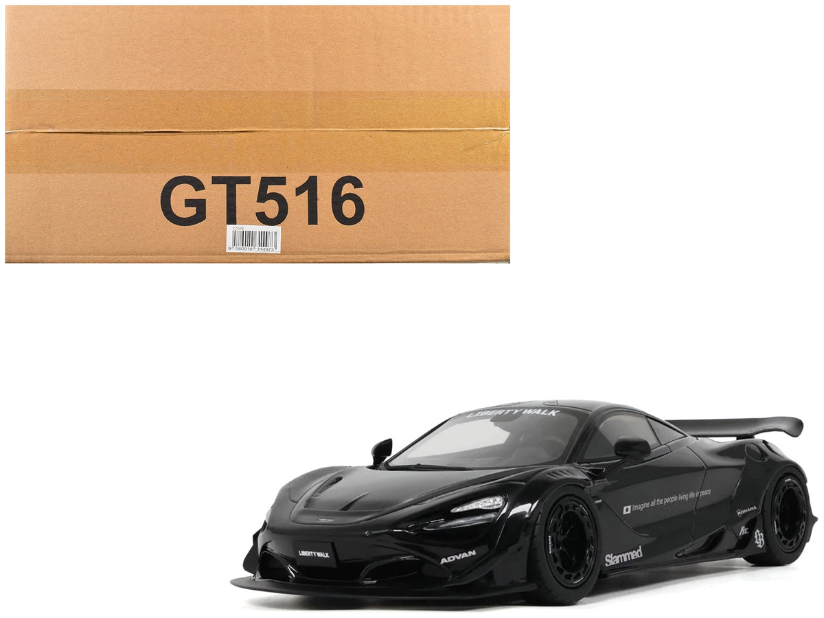 Black McLaren 720S LB-Works Liberty Walk, GT Spirit GT516, 1:18 scale resin model