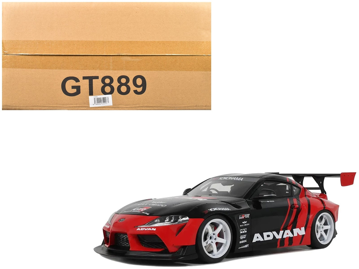 2020 Toyota Supra GR RHD (Right Hand Drive) "Advan" Black and Red 1/18 Model Car by GT Spirit