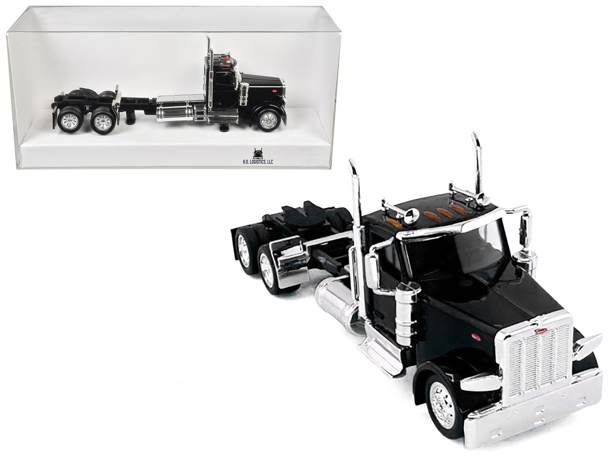 Peterbilt 589 2-Axel Day Cab Black 1/87 (HO) Plastic Model Car by HO Logistics
