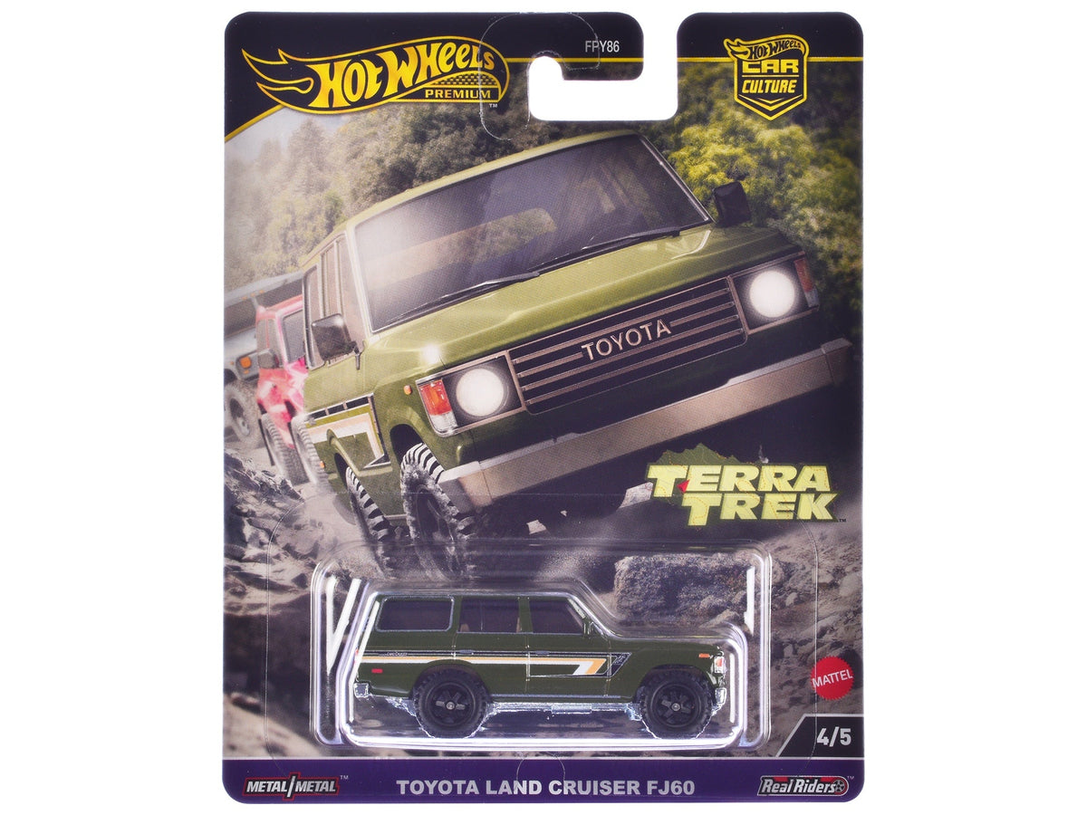 Toyota Land Cruiser FJ60 Green with Stripes "Terra Trek" Series Diecast Model Car by Hot Wheels