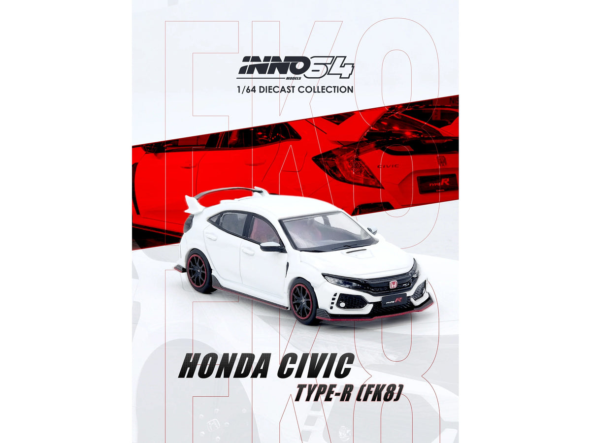 Honda Civic Type R (FK8) RHD (Right Hand Drive) White 1/64 Diecast Model Car by Inno Models image 3