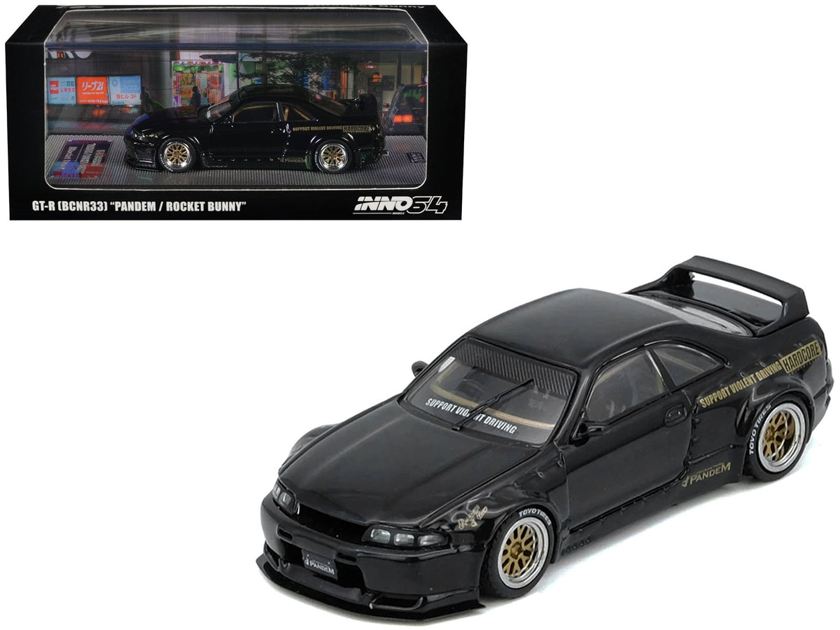 Nissan Skyline GT-R (BCNR33) RHD (Right Hand Drive) "Pandem - Rocket Bunny" Black 1/64 Diecast Model Car by Inno Models