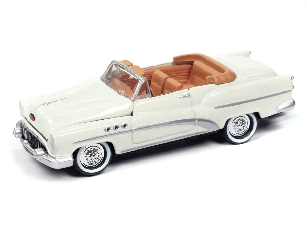 Cream 1953 Buick Super with travel trailer from Johnny Lightning Tow & Go