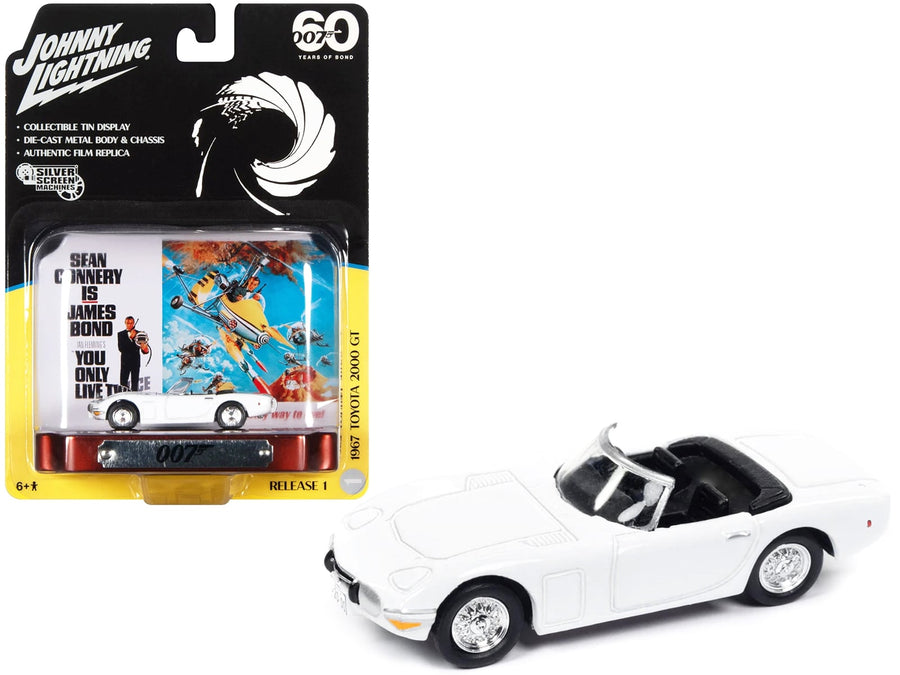White Johnny Lightning Toyota 2000GT convertible with You Only Live Twice collectible tin display