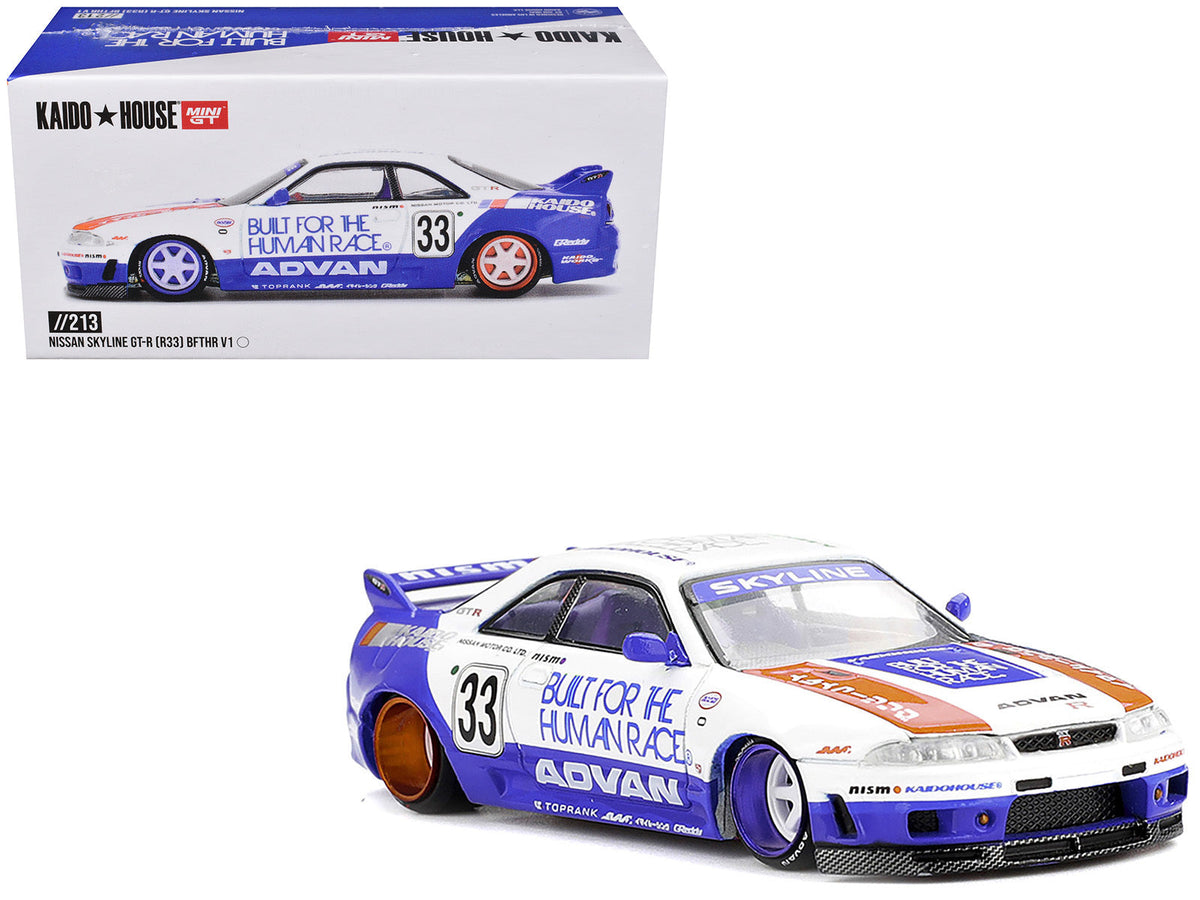 Kaido House Nissan Skyline GT-R R33 BFTHR V1 number 33 in blue and white, KHMG213