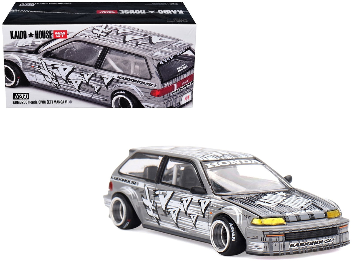 Kaido House Honda Civic EF Manga V1 in grey metallic with graphics, KHMG260