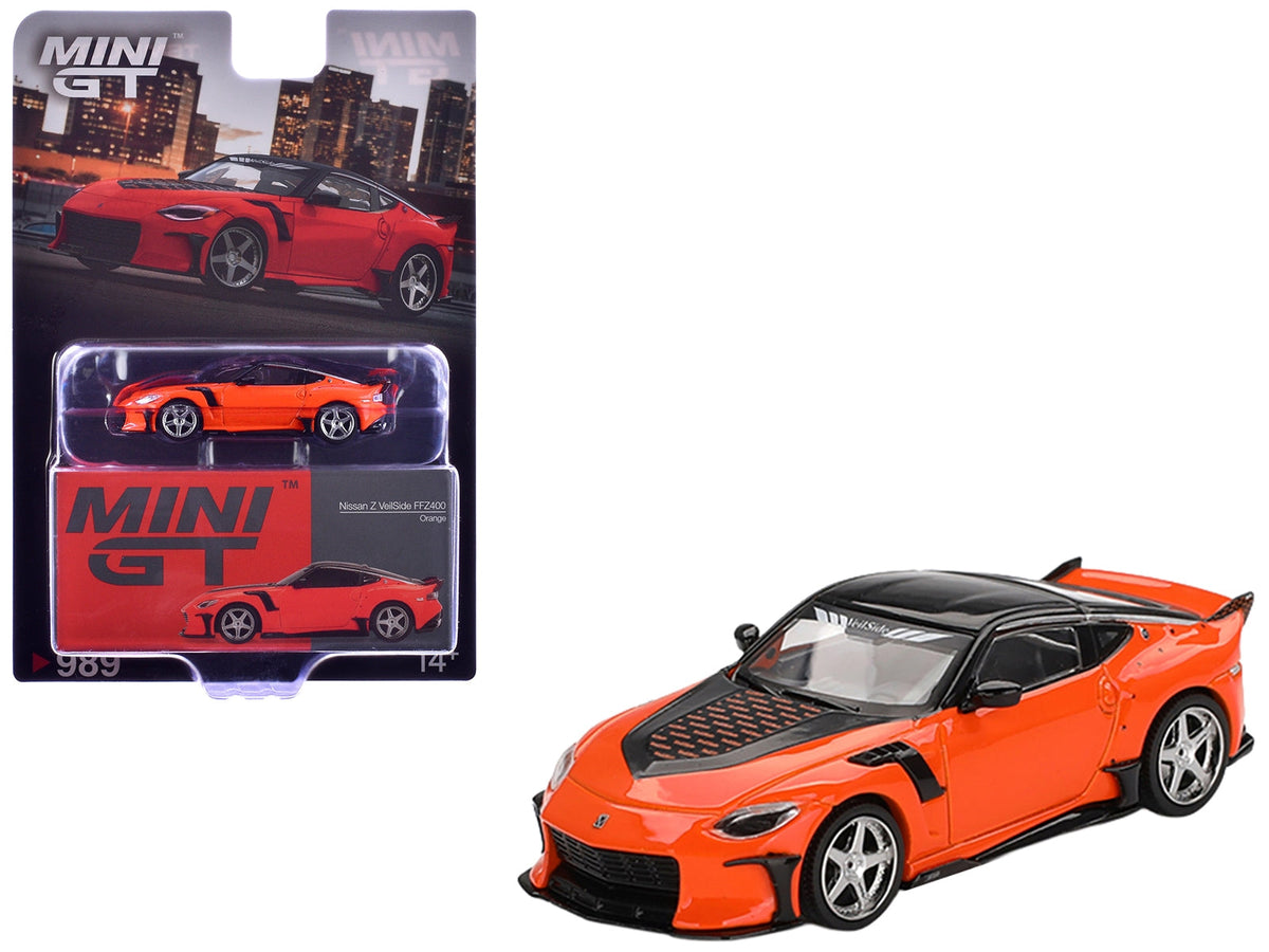 MINI GT Nissan Z VeilSide FFZ400 in orange with a black top, MGT00989