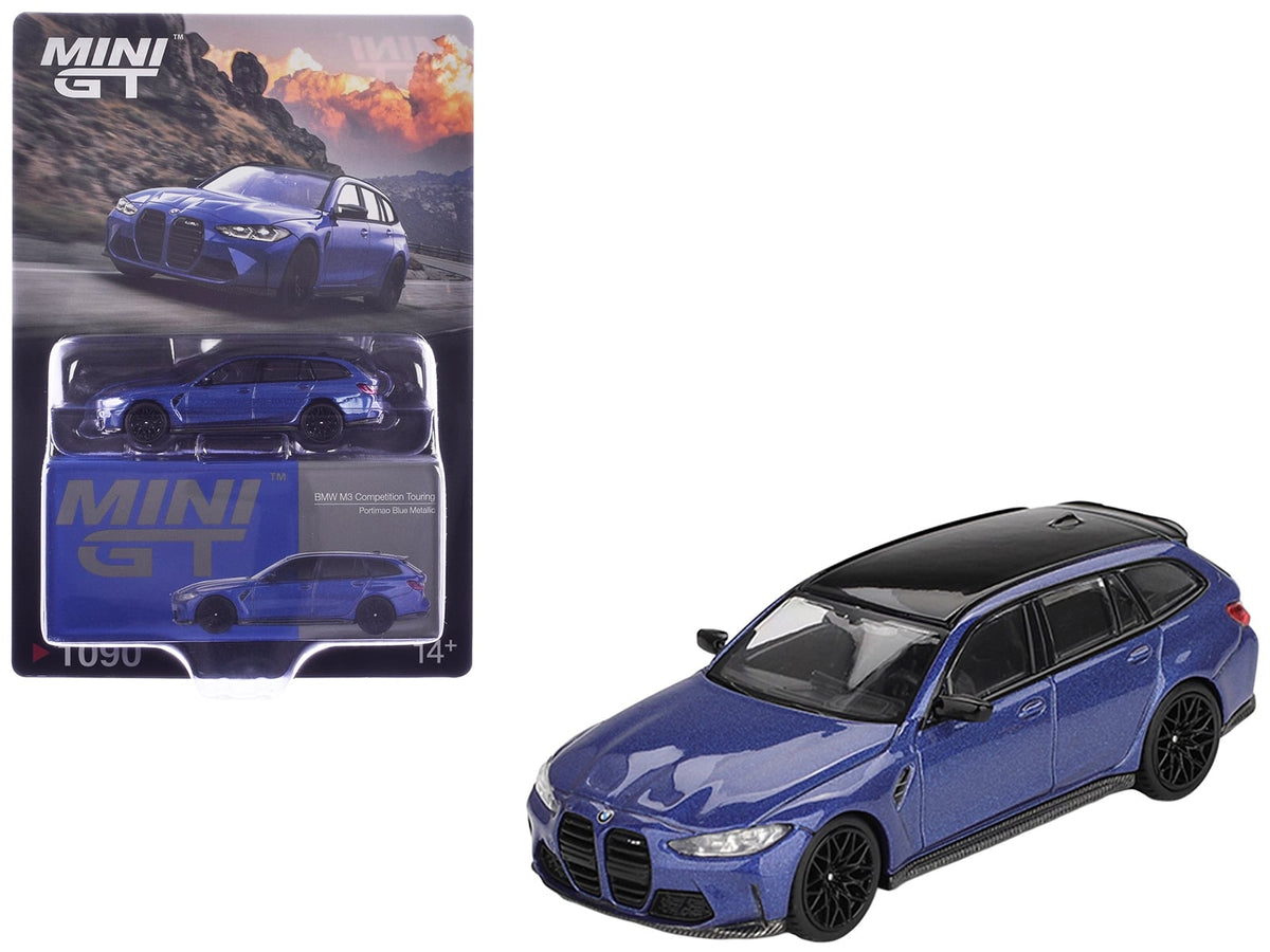 MINI GT BMW M3 Competition Touring in Portimao Blue with a black top, MGT01090