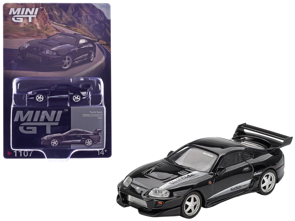 Toyota Supra MINI GT negro, escala 1:64