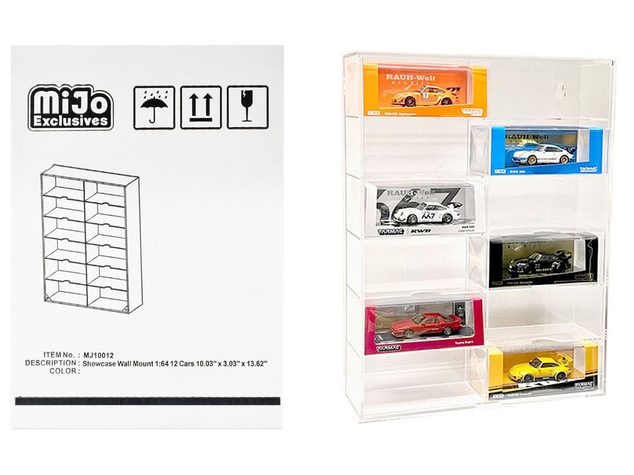 MiJo twelve-space display case from the store catalog; vehicles are not included