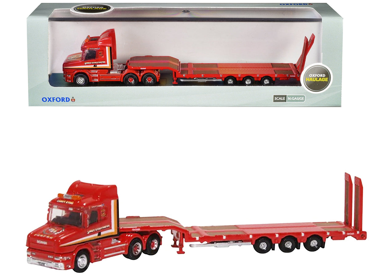 Red Oxford Scania T-Cab with Sandy Kydd lowboy trailer, 1:148 scale