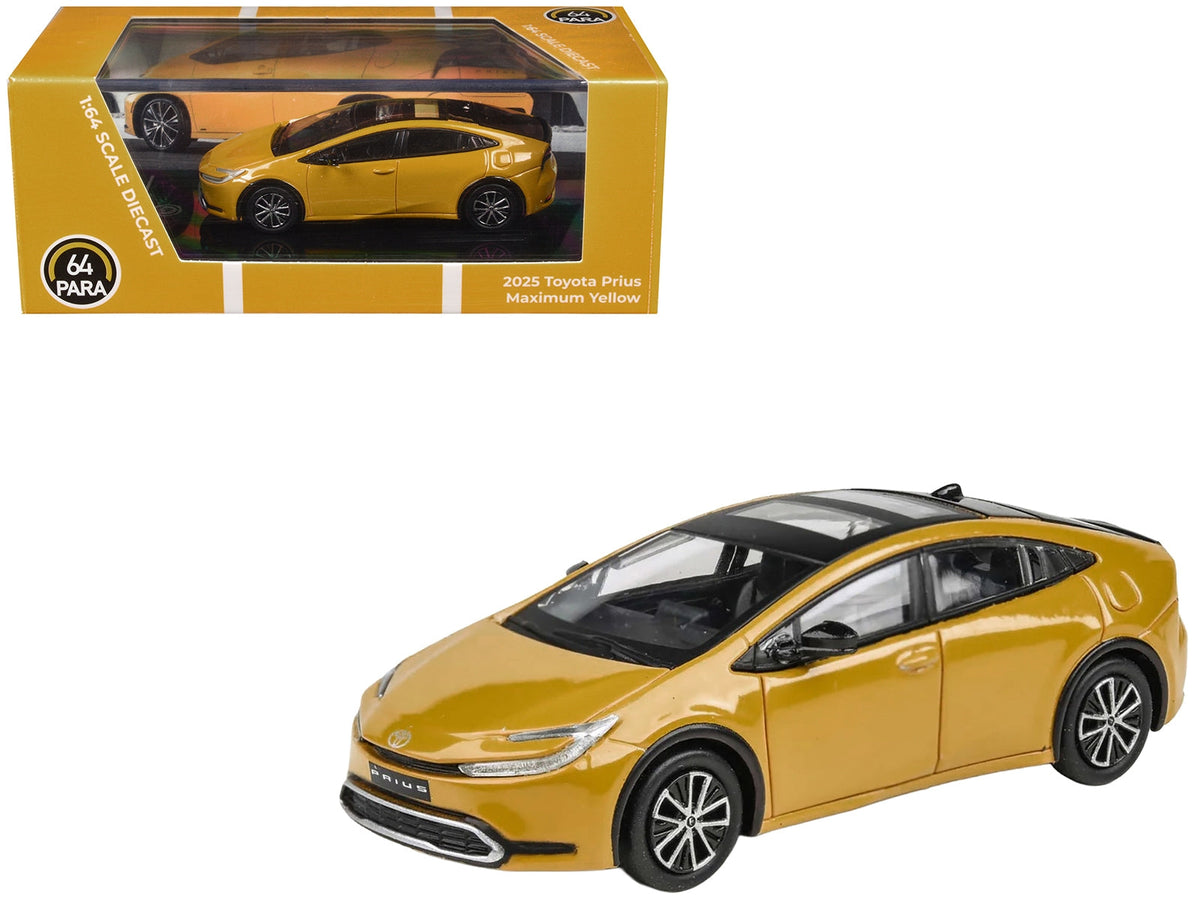 2023 Toyota Prius Maximum Yellow with Black Top and Sun Roof 1/64 Diecast Model Car by Paragon Models