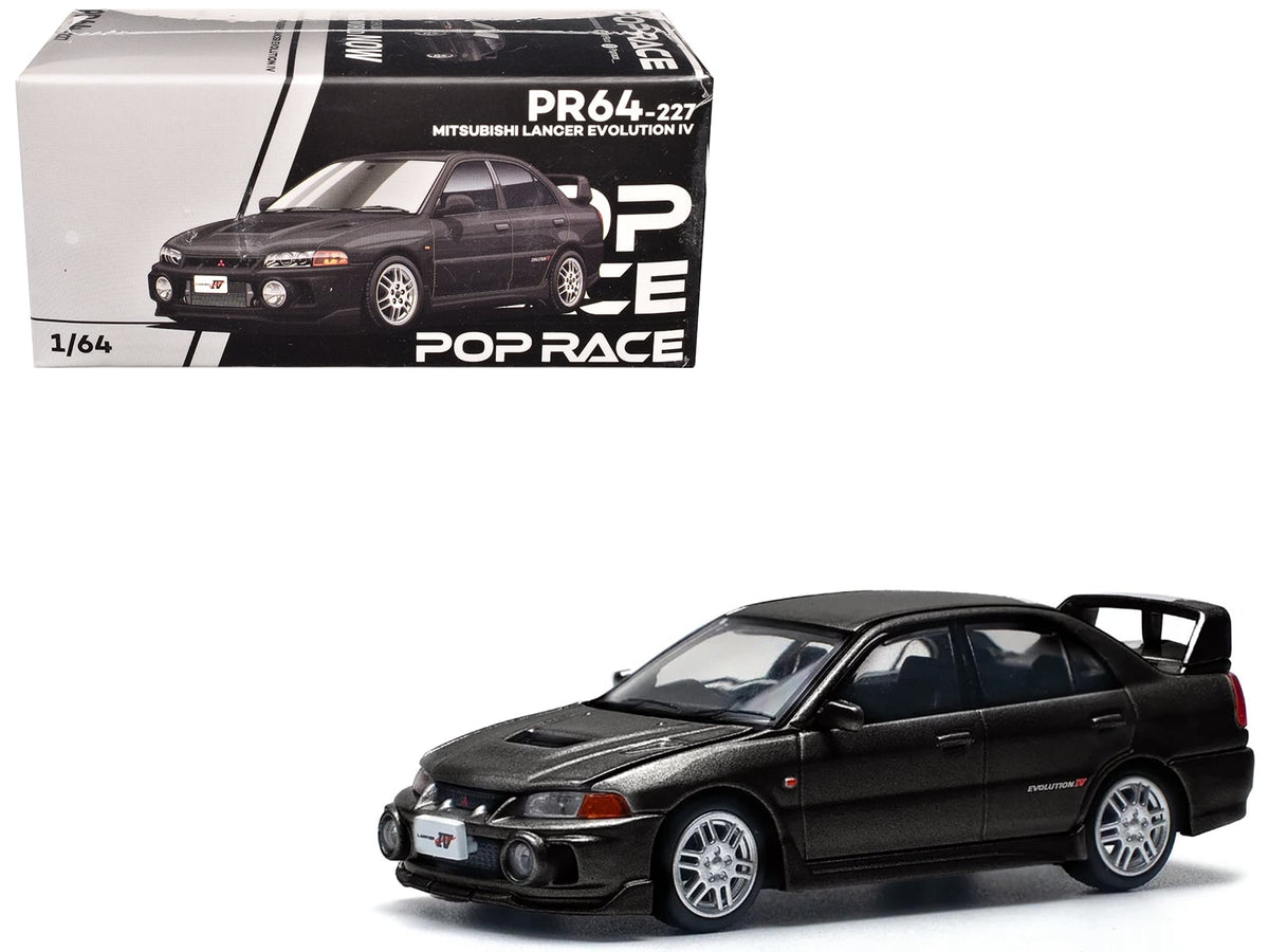Mitsubishi Lancer Evolution IV RHD (Right Hand Drive) Pyrenees Black Pearl 1/64 Diecast Model Car by Pop Race