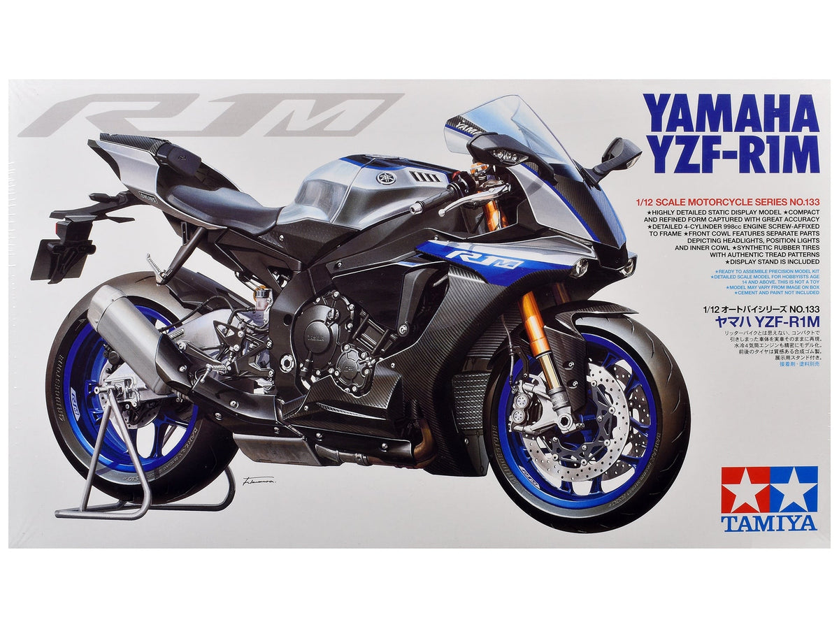 Tamiya Yamaha YZF-R1M motorcycle kit 14133 in 1:12 scale; assembly and painting required