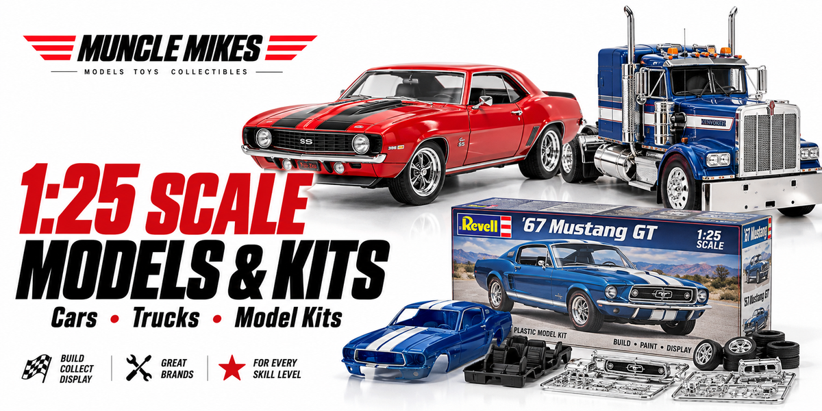 Muncle Mikes 1:25 scale collection artwork: model car kits, truck kits and diecast models