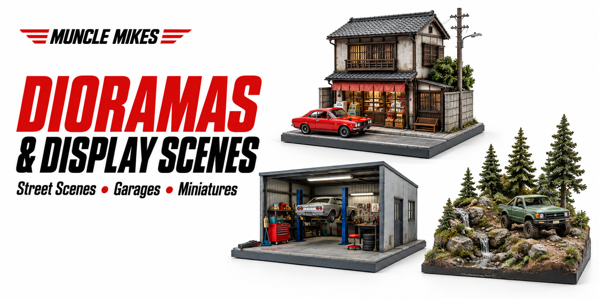 Muncle Mikes dioramas & display scenes collection artwork: Street Scenes, Garages, Miniatures