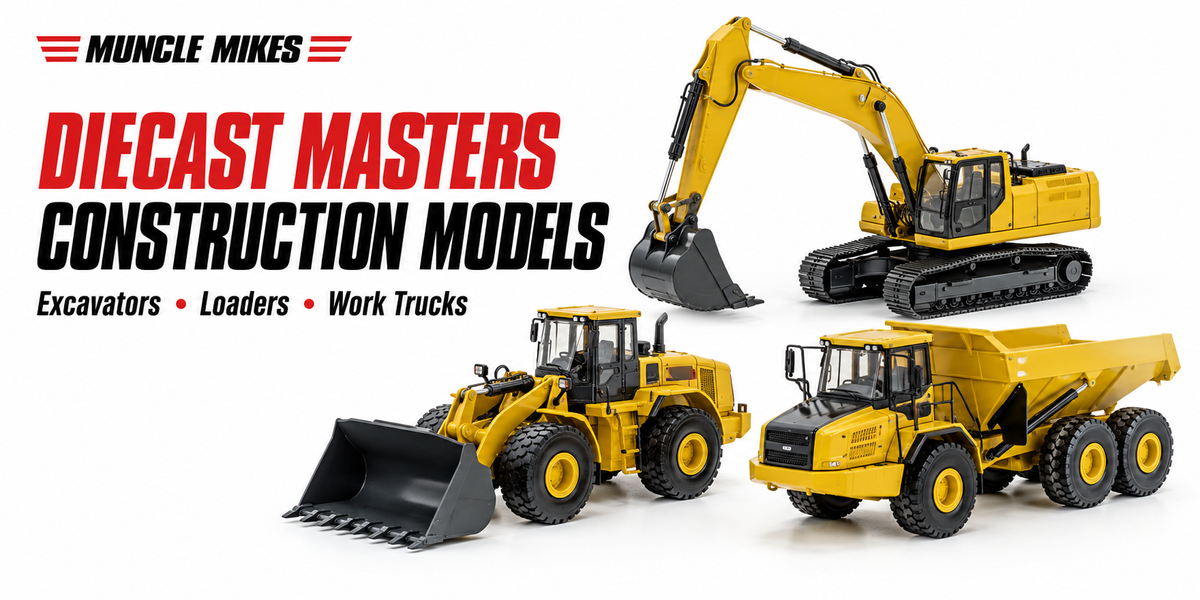 Muncle Mikes diecast masters construction models collection artwork: Excavators, Loaders, Work Trucks