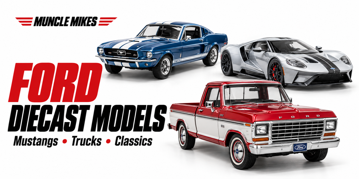 Muncle Mikes Ford diecast models collection artwork: Mustangs, Trucks, Classics