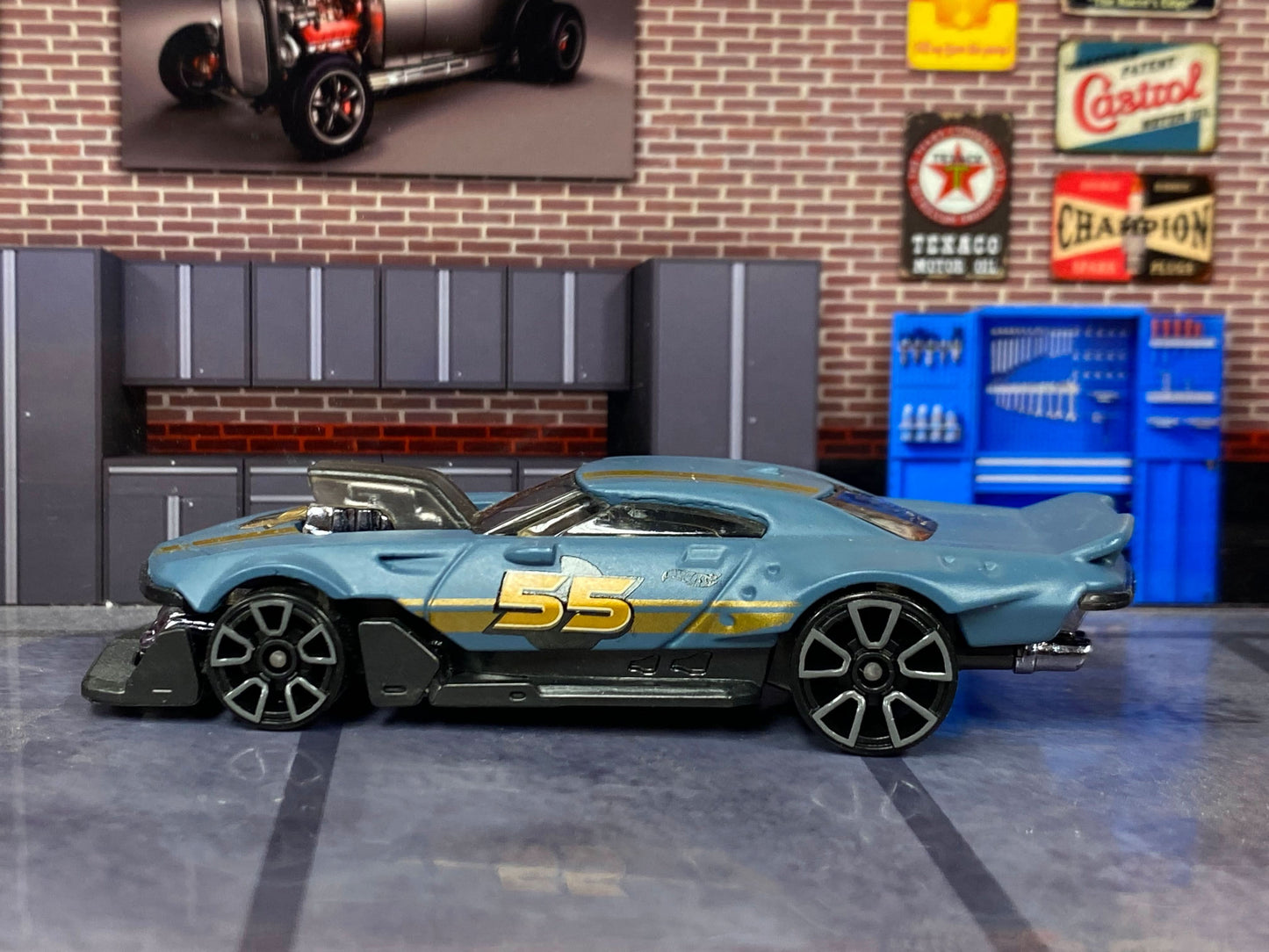 Loose Hot Wheels - Mod Speeder - Gray Blue and Gold