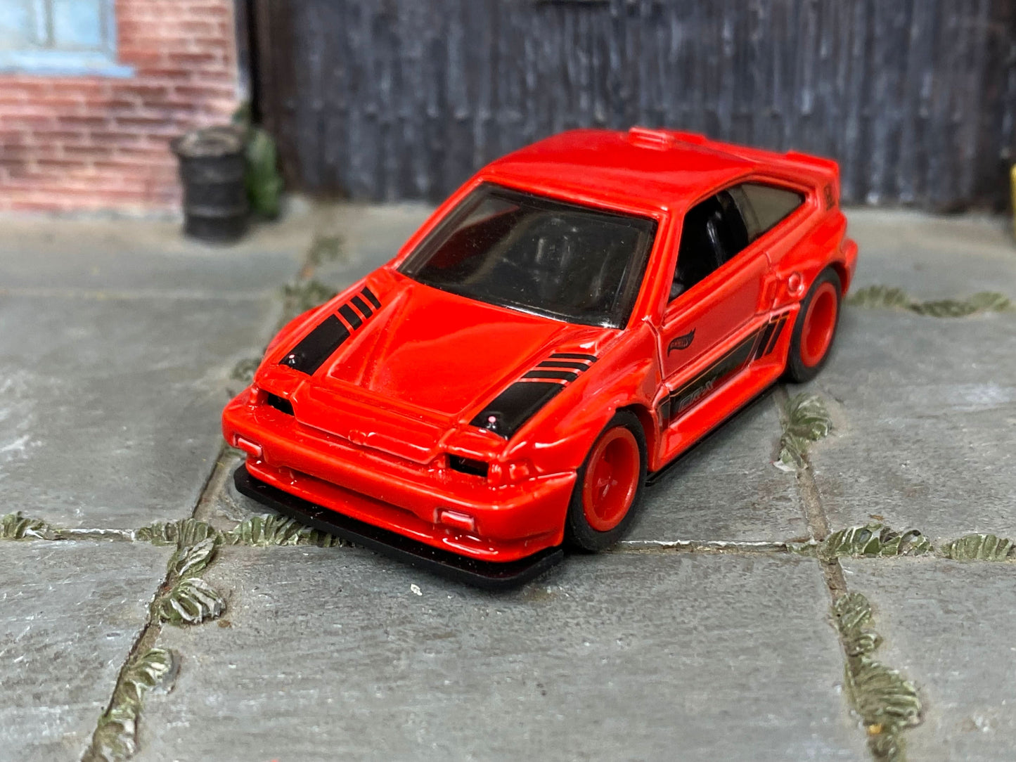 Custom Hot Wheels - 1985 Honda CRX - Red and Black - Red Mag Wheels - Rubber Tires