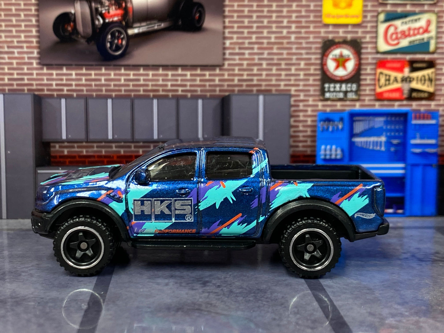Loose Hot Wheels - 2019 Ford Ranger Raptor 4X4 Truck - Blue and Purple HKS