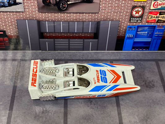 Loose Hot Wheels - H2GO Speed Boat - White, Red and Blue Recue
