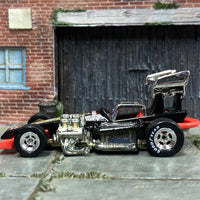 Custom Hot Wheels - Super Modified Race Car - Black and Pink - Chrome Mag Wheels - Hoosier Rubber Tires