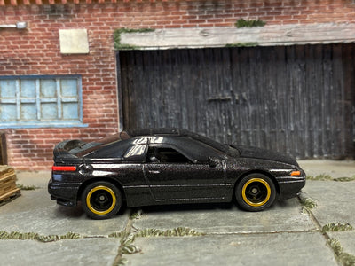 Custom Matchbox - Subaru SVX - Black - Black and Gold Race Wheels - Rubber Tires
