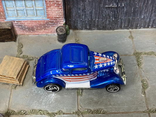Loose Hot Wheels - 1934 Ford 3 Window - Blue Stars and Stripes